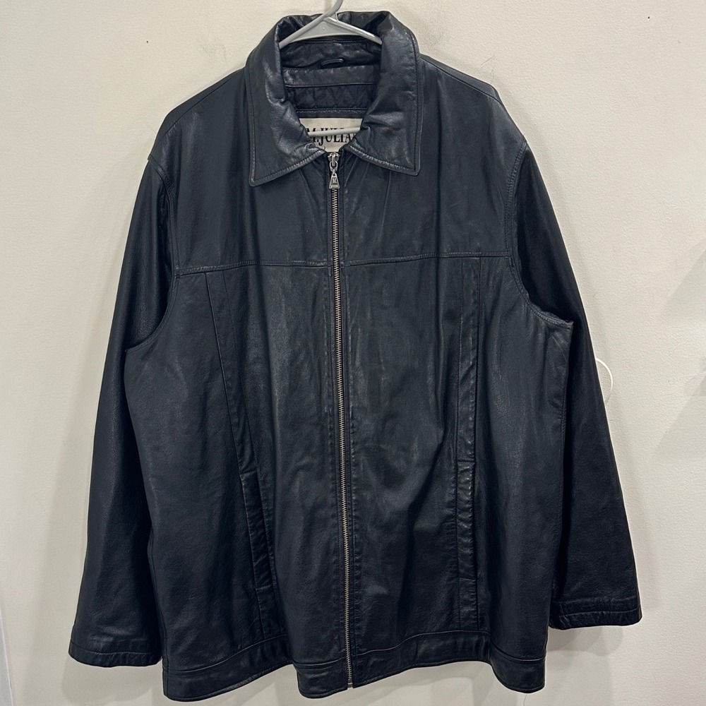 VTG 90s M.Julian Wilsons Black Leather Full Zip Quilted Lined Bomber Jacket‎ XL